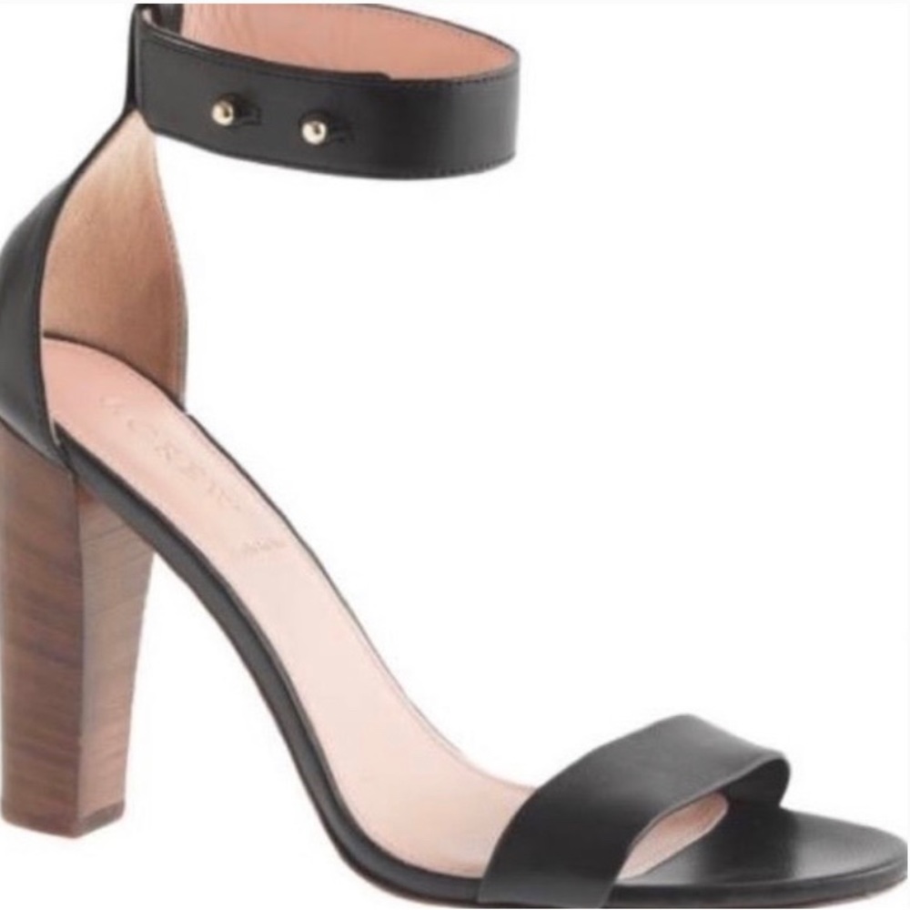 J. Crew Lanie Stacked Heel Sandal Black